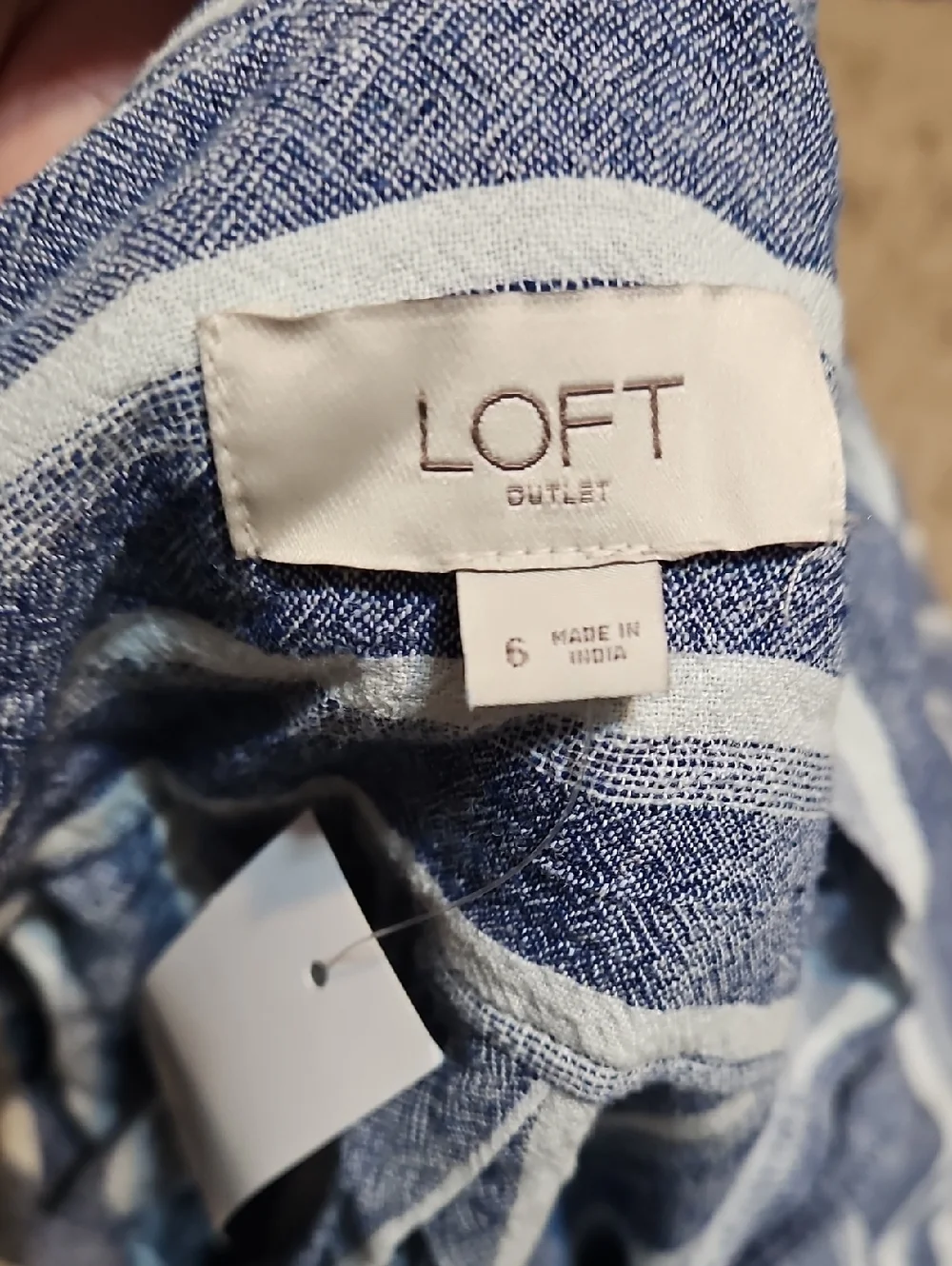 NWT Loft Blue and White Striped Sleeveless Linen Romper - Picture 5 of 7